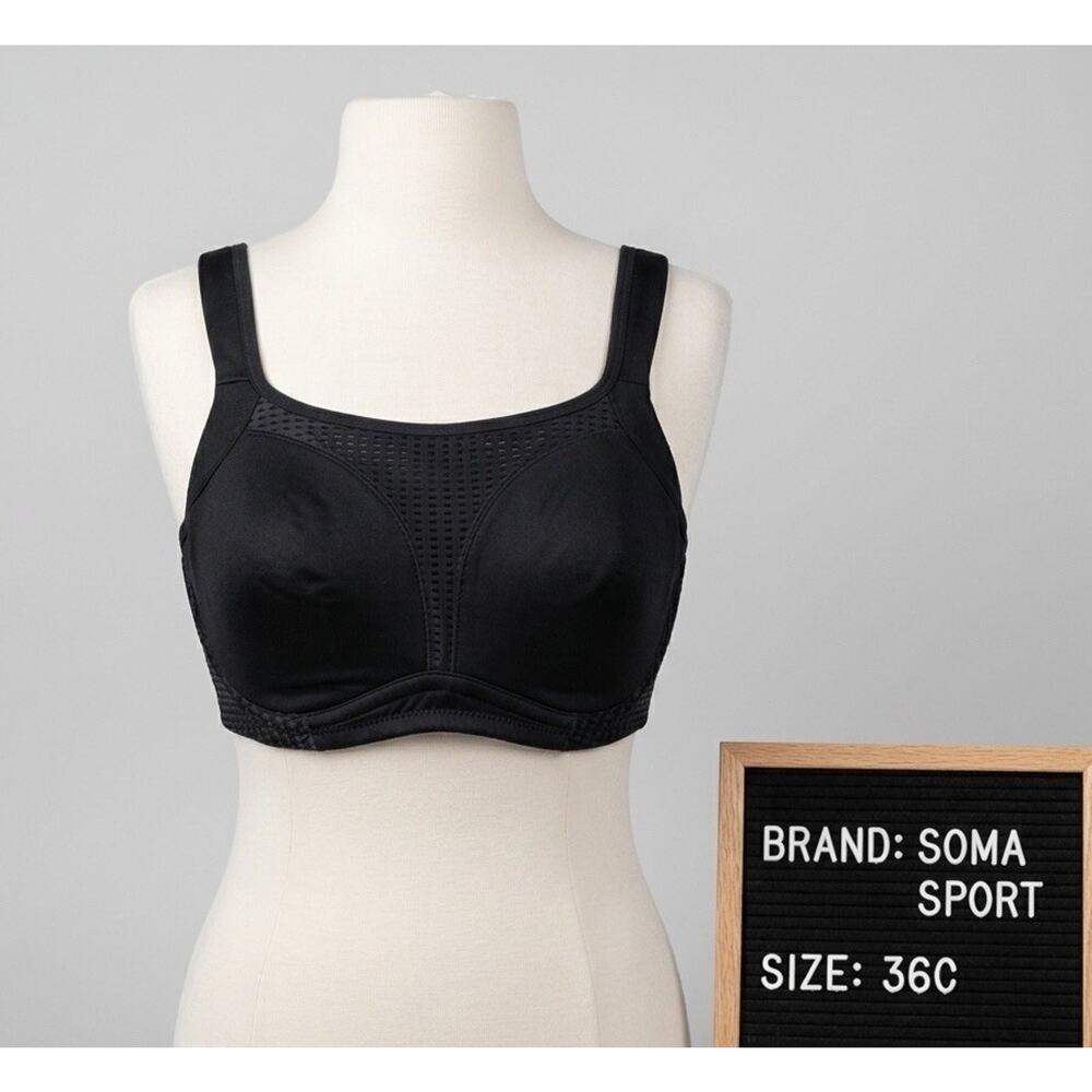 Soma Sport 36C Bra Black Max Support Underwire Full Coverage 1116 Workout